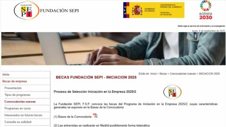 Becas Fundación SEPI 2025 para prácticas en empresa con hasta 1.100 euros mensuales.