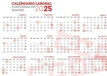 Calendario laboral Madrid 2025 con festivos y puentes oficiales.