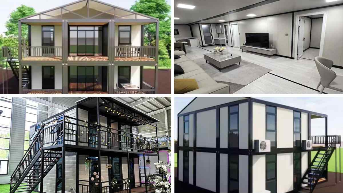 Casa prefabricada de acero de dos plantas con interior moderno por menos de 16.000 euros.