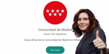 Canal oficial de WhatsApp de la Comunidad de Madrid con avisos de servicio público.