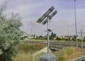 Radar de tramo de la DGT en glorieta de la SA-20 en Salamanca.