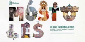 Cartel oficial Fiestas Patronales de Móstoles 2025 en honor a Nuestra Señora de los Santos y San Simón de Rojas.
