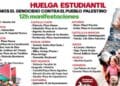 Cartel huelga estudiantil en España contra vetos de Ayuso y por Palestina.