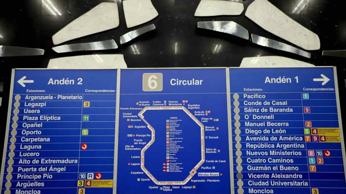Mapa de estaciones de la Línea 6 de Metro de Madrid Circular.
