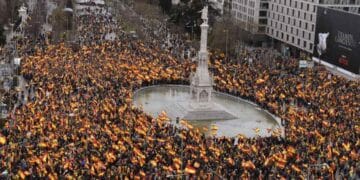 Manifestación en Madrid con calles cortadas el 6 de septiembre de 2025 en Gran Vía y centro de la ciudad.