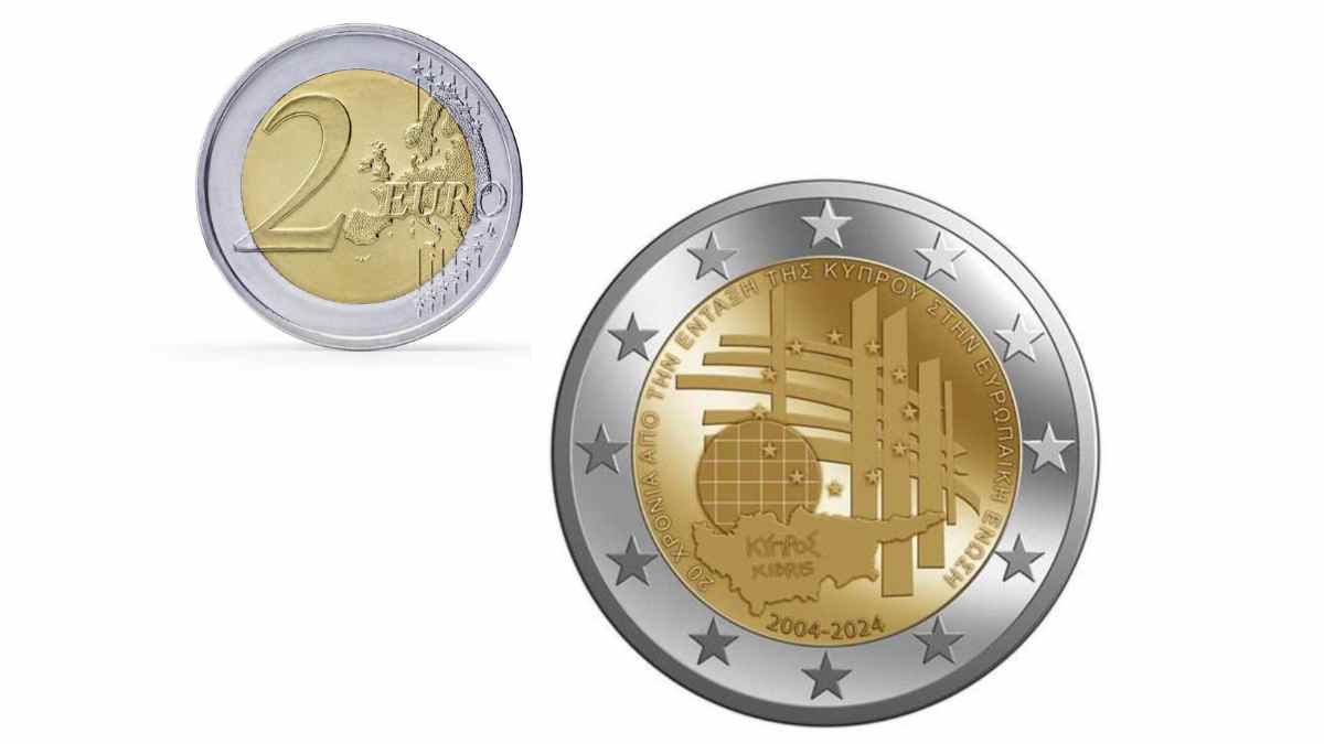 moneda chipriota 2 euros conmemorativa valor 26000 euros.