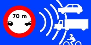 Señal de tráfico de la DGT sobre distancia mínima de seguridad 2025.