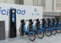 Estación de bicimad con bicicletas eléctricas en Madrid durante la Semana Europea de la Movilidad.
