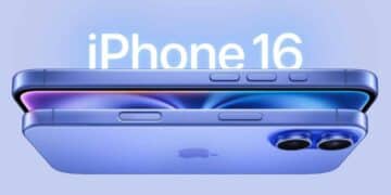 iPhone 16 en color azul con oferta de precio en Amazon 2025.