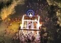 Procesión fluvial de la Virgen de Alarilla en el río Tajo en Fuentidueña de Tajo, Comunidad de Madrid.