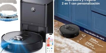 Robot aspirador Proscenic Q8 Max con estación de autovaciado y función de fregado 2 en 1.