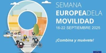 Cartel oficial de la Semana Europea de la Movilidad 2025 en Madrid del 16 al 22 de septiembre.