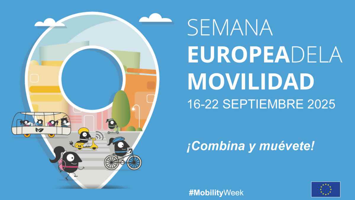 Cartel oficial de la Semana Europea de la Movilidad 2025 en Madrid del 16 al 22 de septiembre.