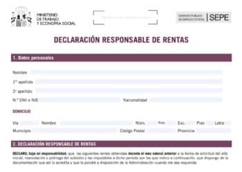Formulario SEPE declaración responsable subsidio por desempleo cada 3 meses.