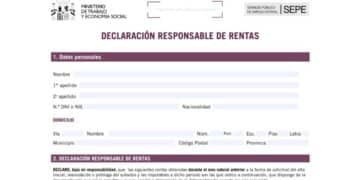 Formulario SEPE declaración responsable subsidio por desempleo cada 3 meses.