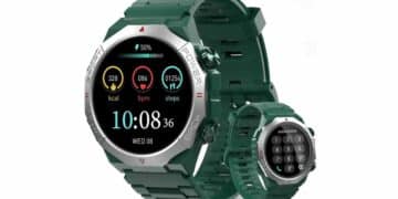 Smartwatch militar resistente al agua con 112 modos deportivos y llamadas en oferta en Amazon.