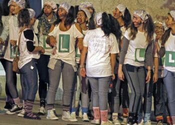 estudiantes en madrid durante actividades universitarias relacionadas con novatadas y bienvenida universitaria.