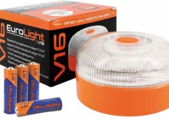 Baliza V16 EUROLIGHT homologada DGT 3.0 con SIM gratis y pilas incluidas.