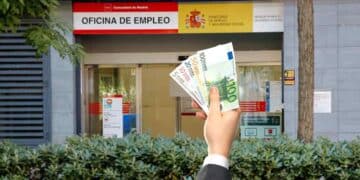 Oficina del SEPE con dinero en mano por los nuevos cambios para compatibilizar el paro con empleo.