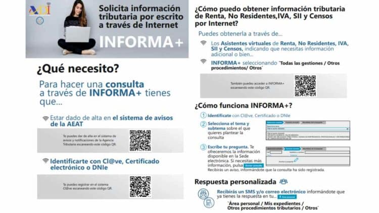 Canal Informa+ de la Agencia Tributaria para resolver dudas fiscales de autónomos y pymes sobre IVA e IRPF.