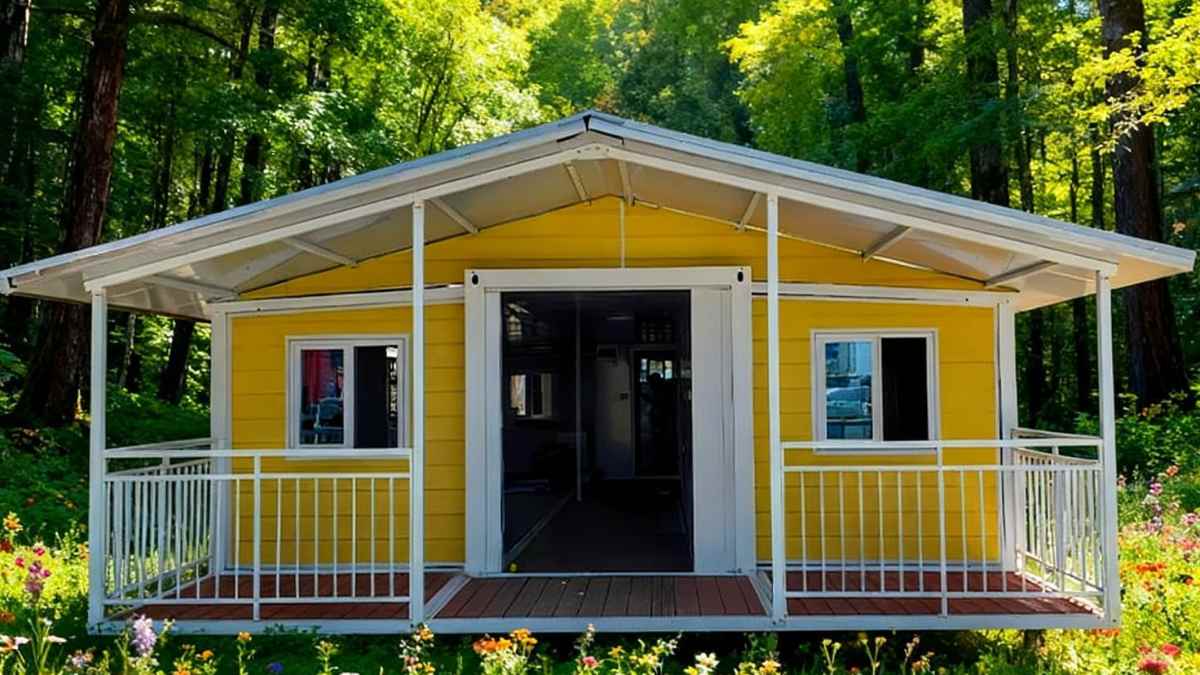 Casa prefabricada low cost con porche y terraza ideal para jóvenes por menos de 12.000 euros.