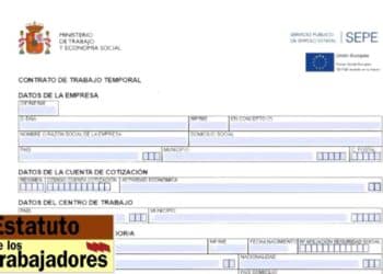 Formulario de contrato temporal del SEPE según el Estatuto de los Trabajadores.