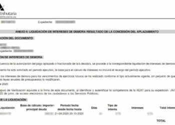 liquidación intereses agencia tributaria.