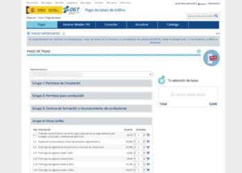 Pago de tasas de tráfico en la web de la DGT para renovar el carné de conducir.