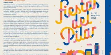 Cartel oficial de las Fiestas del Barrio del Pilar 2025 en Madrid con fechas y programación