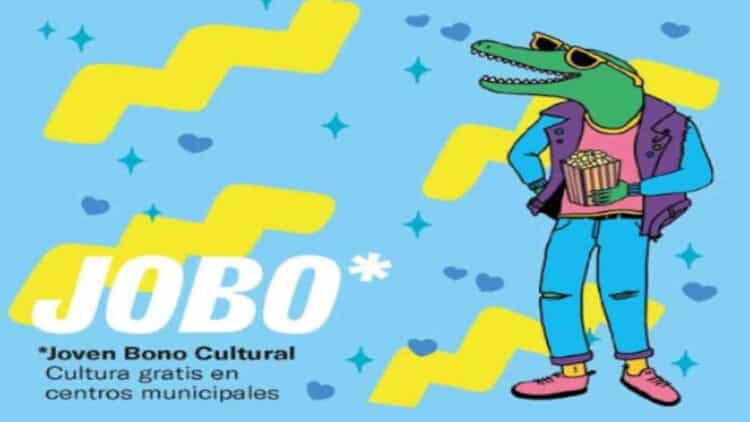 Cartel del bono cultural joven JOBO de Madrid con cultura gratis en centros municipales.