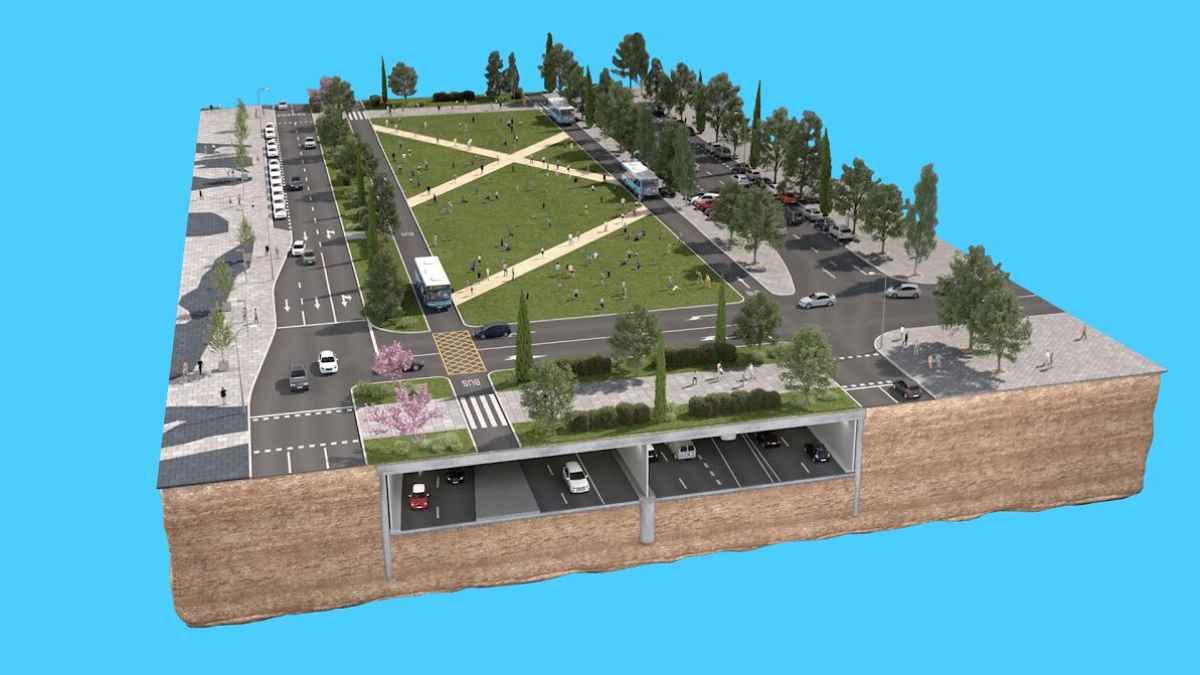 Recreación del megatúnel de la A-5 en Madrid con zonas verdes y tráfico soterrado