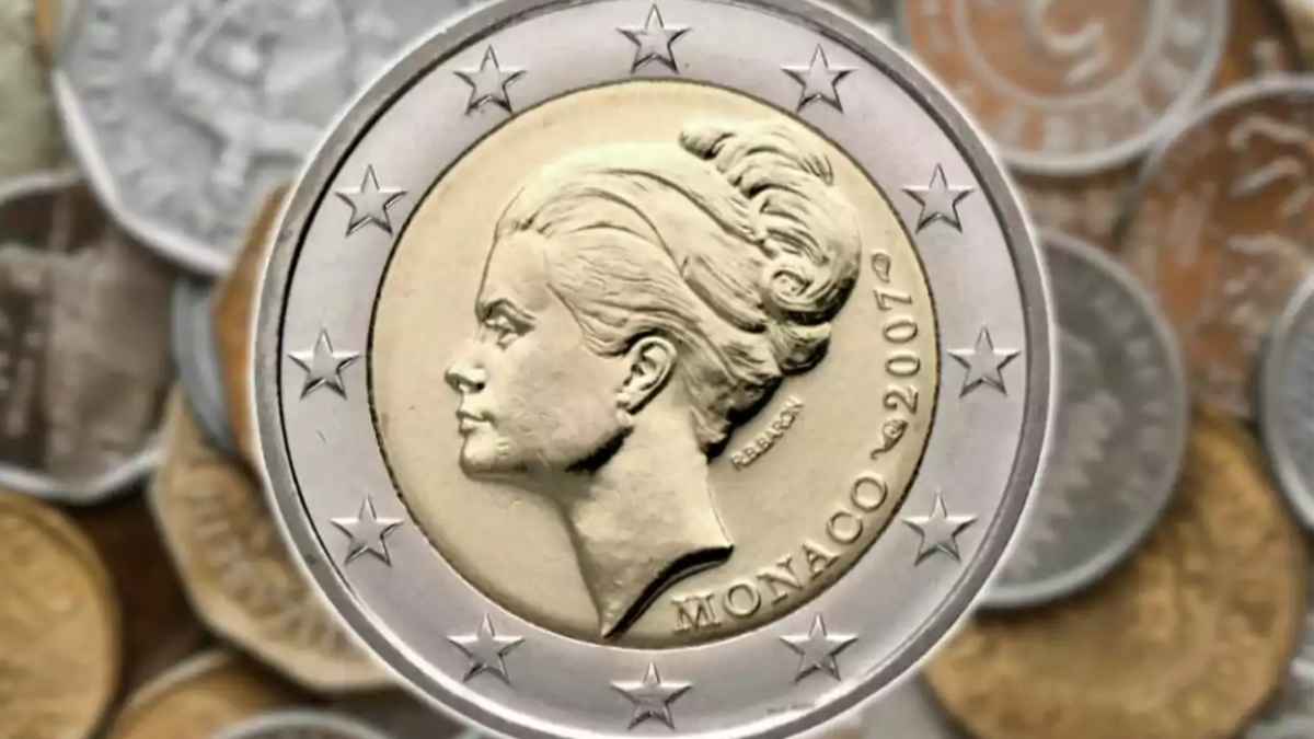 Moneda de 2 euros de Grace Kelly emitida en Mónaco en 2007, muy buscada por coleccionistas.