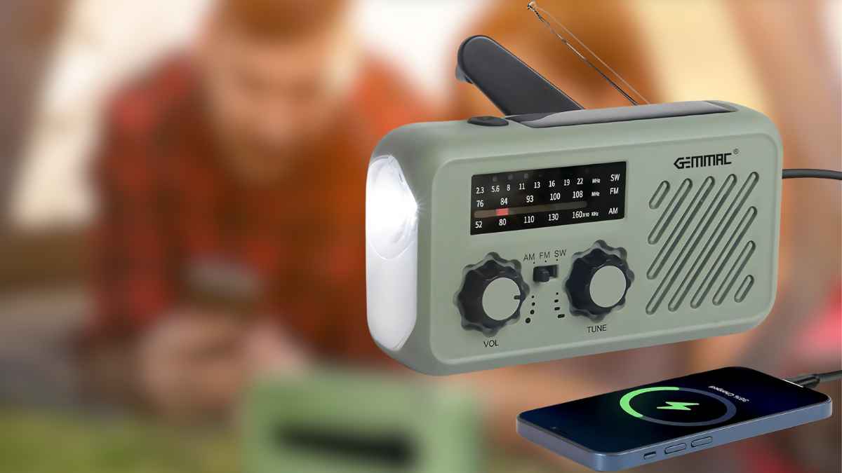 Radio de emergencia portátil con linterna y batería externa para apagones o acampadas