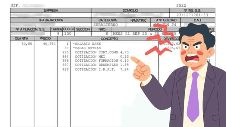 nómina con deducción por cotización MEI en 2026 según el BOE.