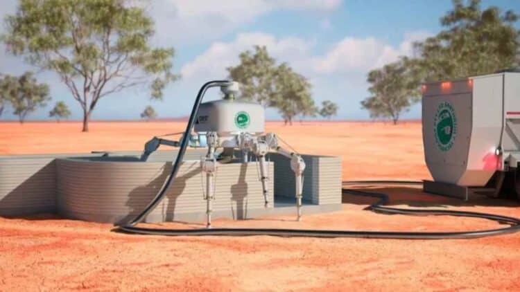 Robot imprime casa en 3D con materiales reciclados en Australia.
