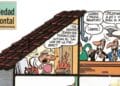 Ilustración humorística sobre sanciones de comunidades a propietarios morosos según la Ley de Propiedad Horizontal.