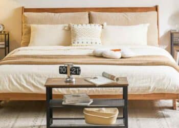 estanteria ymy ny de 3 estantes estilo industrial marron vintage en dormitorio moderno alternativa barata a ikea.