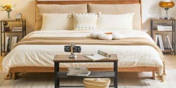 estanteria ymy ny de 3 estantes estilo industrial marron vintage en dormitorio moderno alternativa barata a ikea.