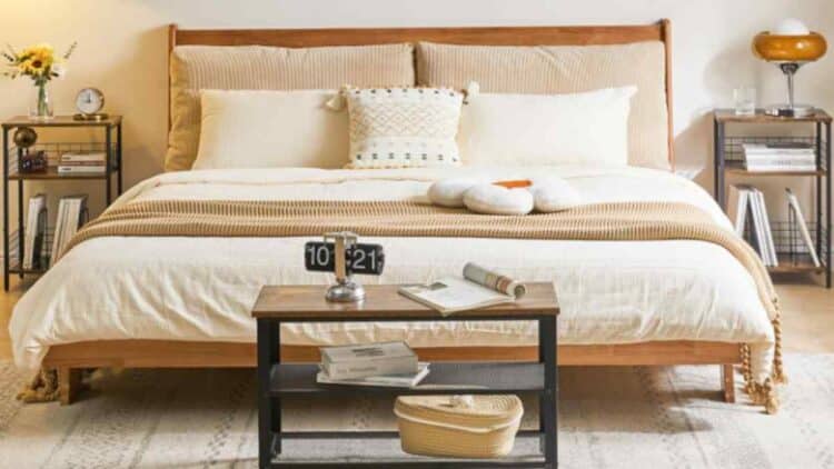 estanteria ymy ny de 3 estantes estilo industrial marron vintage en dormitorio moderno alternativa barata a ikea.