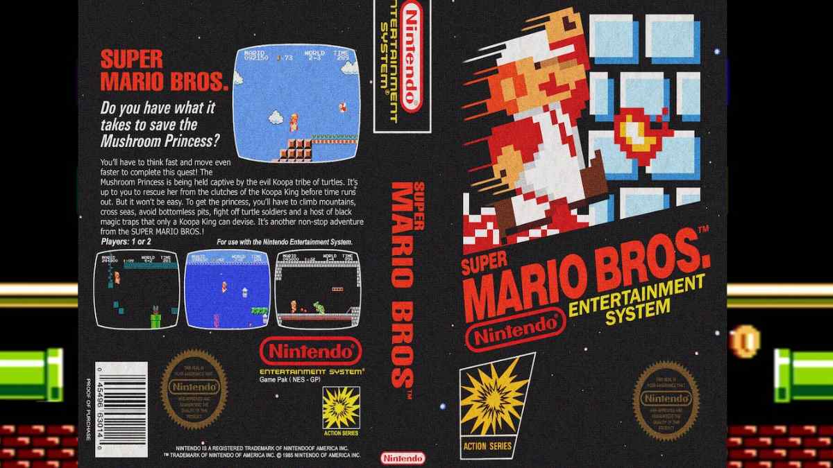 super mario bros nintendo nes portada original videojuego vendido por 2 millones de dolares.