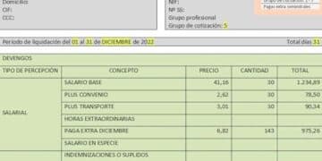 nómina funcionario con paga extra y pluses incluidos tras sentencia del Supremo.
