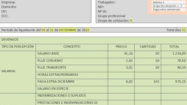 nómina funcionario con paga extra y pluses incluidos tras sentencia del Supremo.