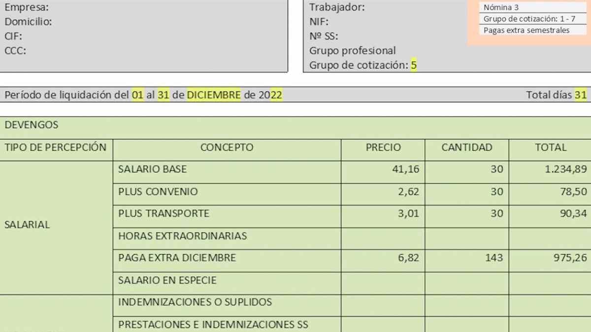 nómina funcionario con paga extra y pluses incluidos tras sentencia del Supremo.