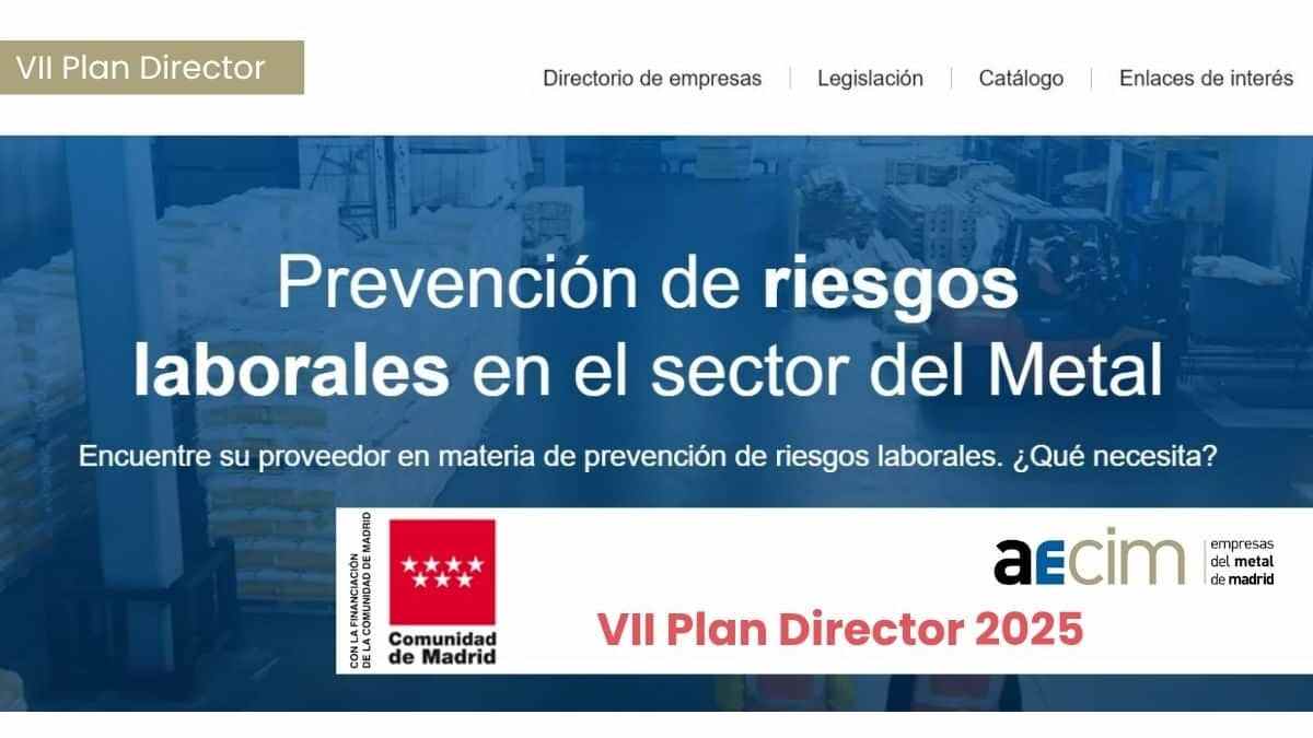 Catálogo de prevención de riesgos laborales del VII Plan Director 2025 de Aecim y Comunidad de Madrid.