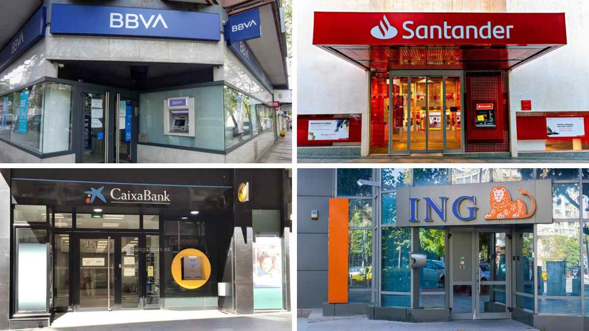 Sucursales de BBVA, Santander, CaixaBank e ING en el calendario de pago del paro en diciembre de 2025.