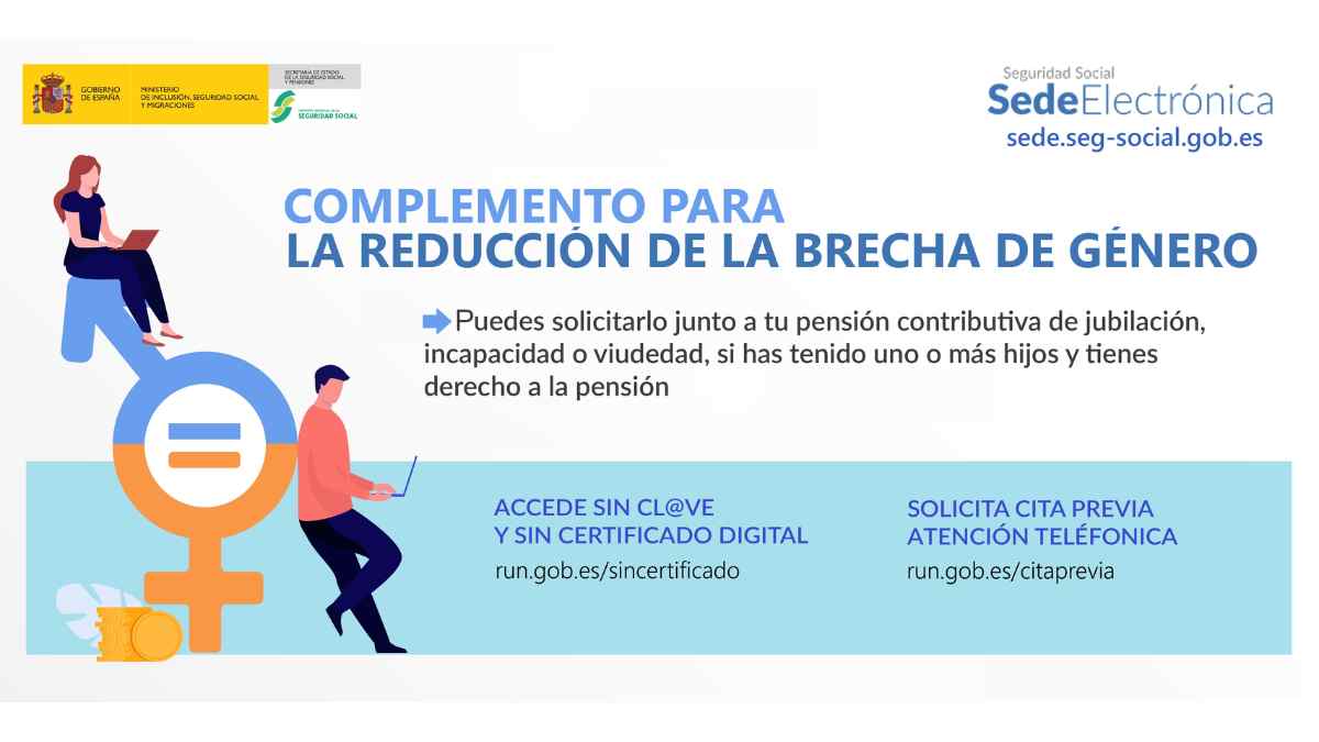 Infografía del complemento para la reducción de la brecha de género en las pensiones de Seguridad Social.