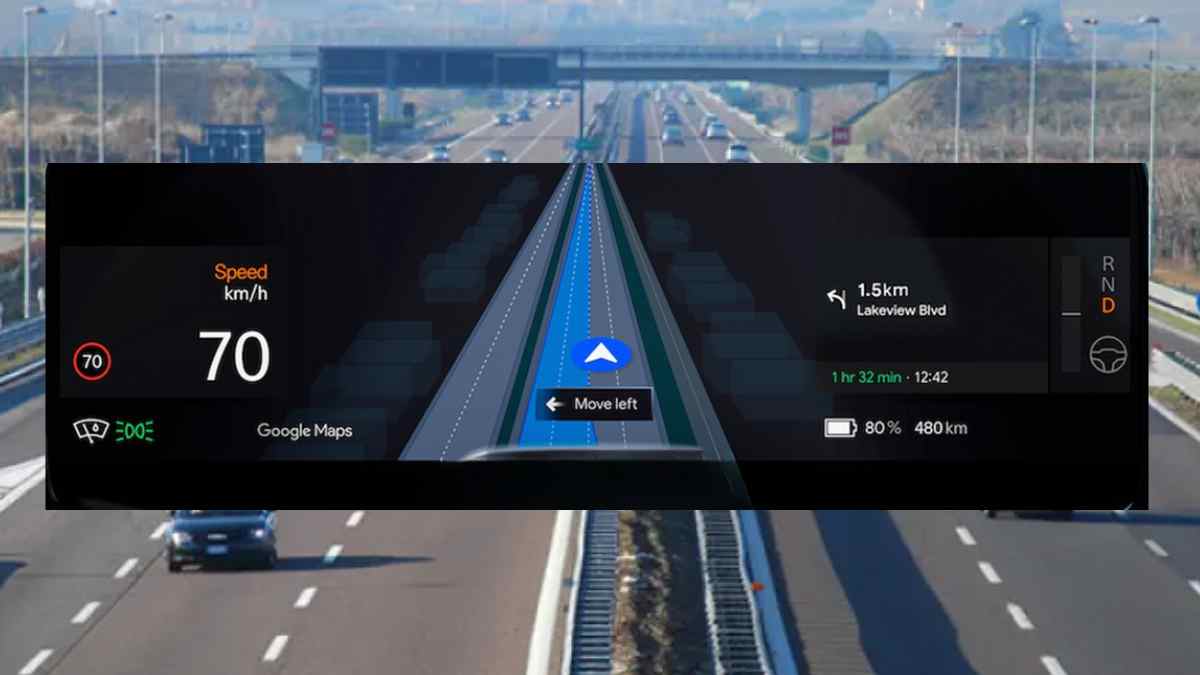 Google Maps muestra la nueva guía de carriles en tiempo real con inteligencia artificial en el Polestar 4.