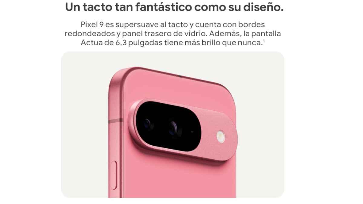 Módulo de cámara del Google Pixel 9 en color rosa con diseño de bordes redondeados.