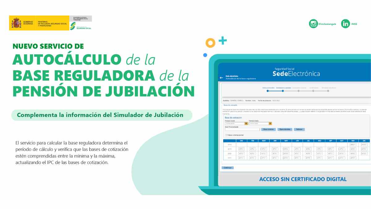 herramienta de autocálculo de la base reguladora de la pensión de jubilación de la Seguridad Social