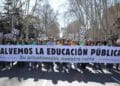 Protesta de trabajadores y estudiantes por la financiación de las universidades públicas de Madrid.